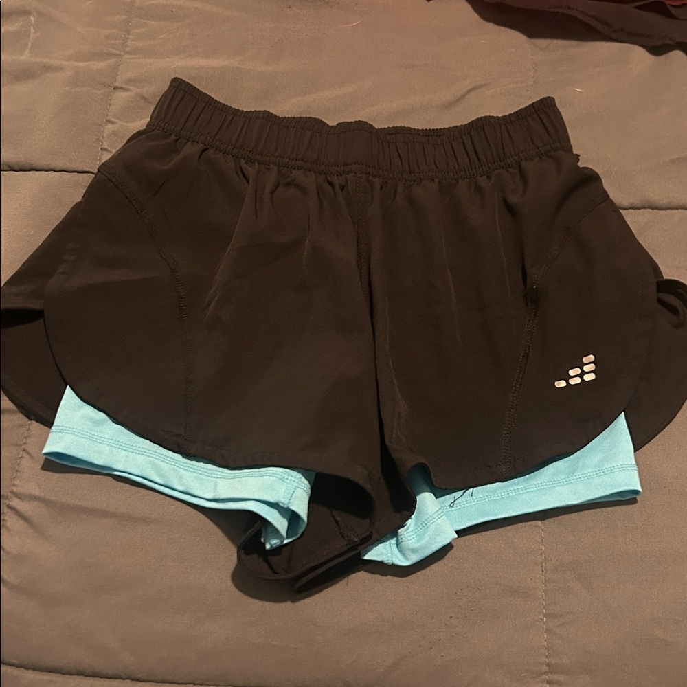 BCG Black and Light Blue Running Shorts
